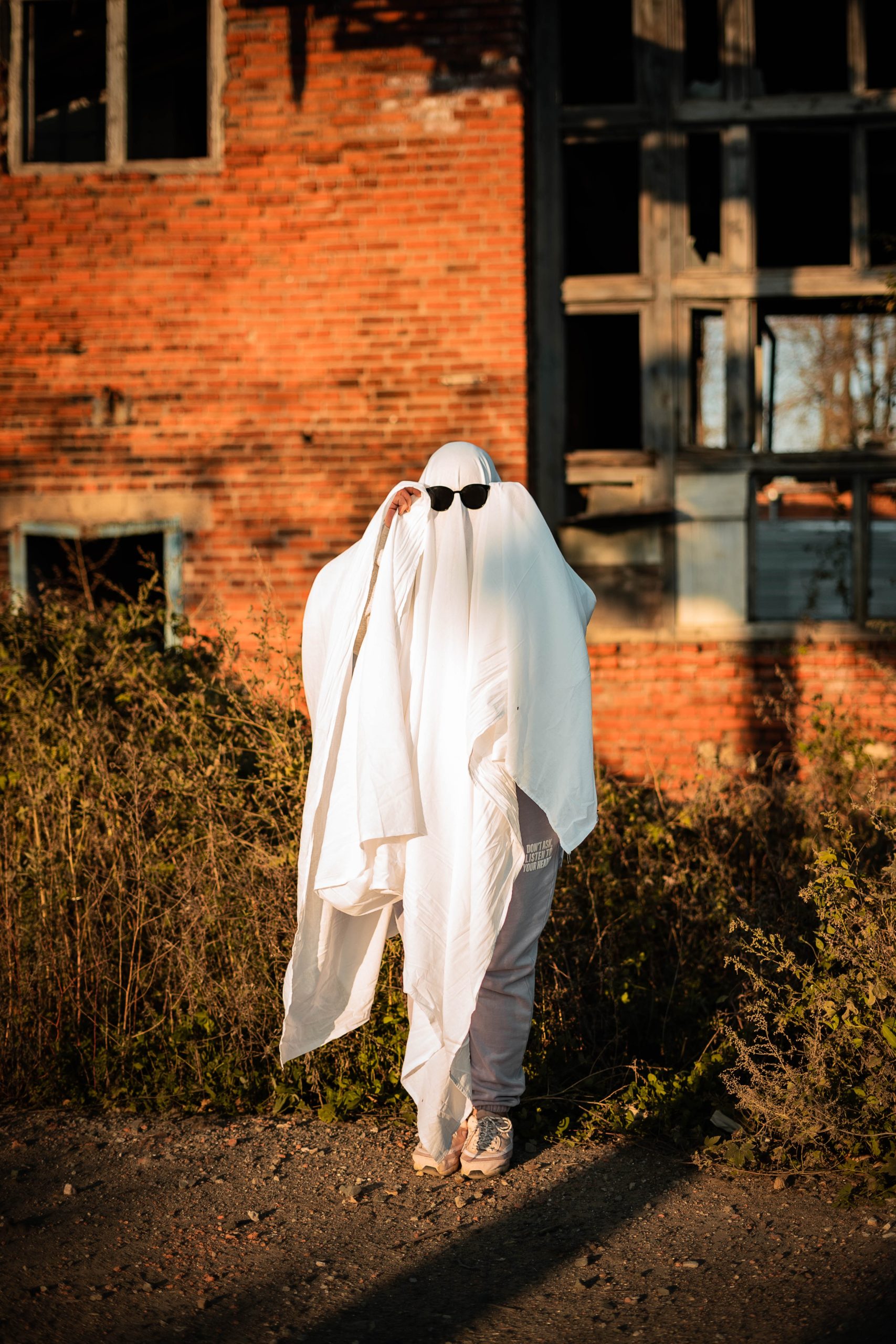 person in ghost costume