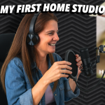 lady at recording studio with cat
